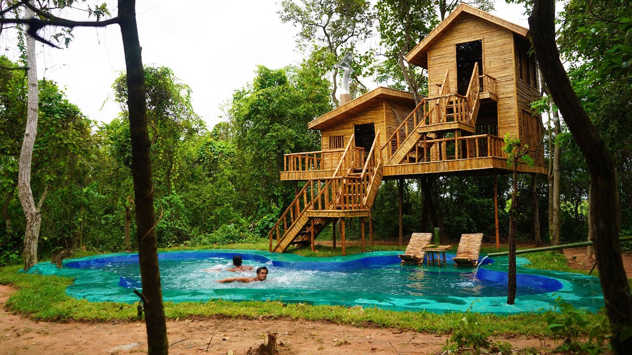 Build Dream Private Swimming Pool Design And Cooking Inside Kitchen On Tree House