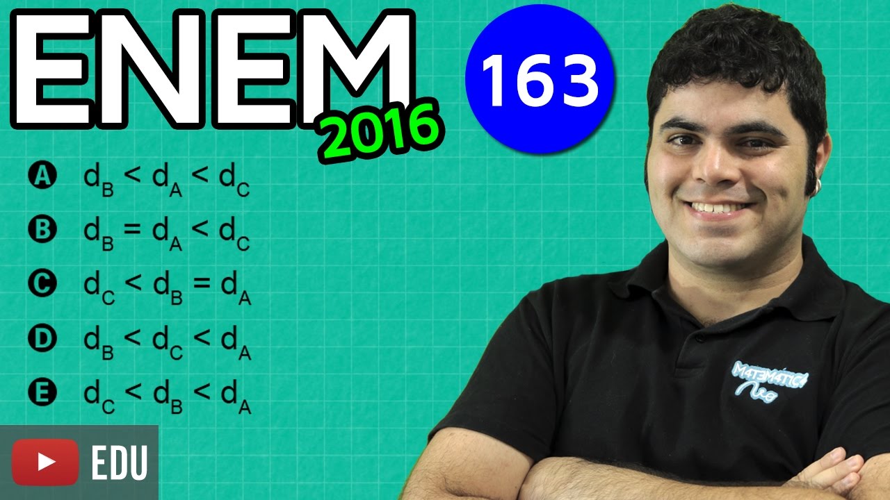 👉 ENEM 2016 Matemática #28 - Comparação de Densidades (questão difícil)