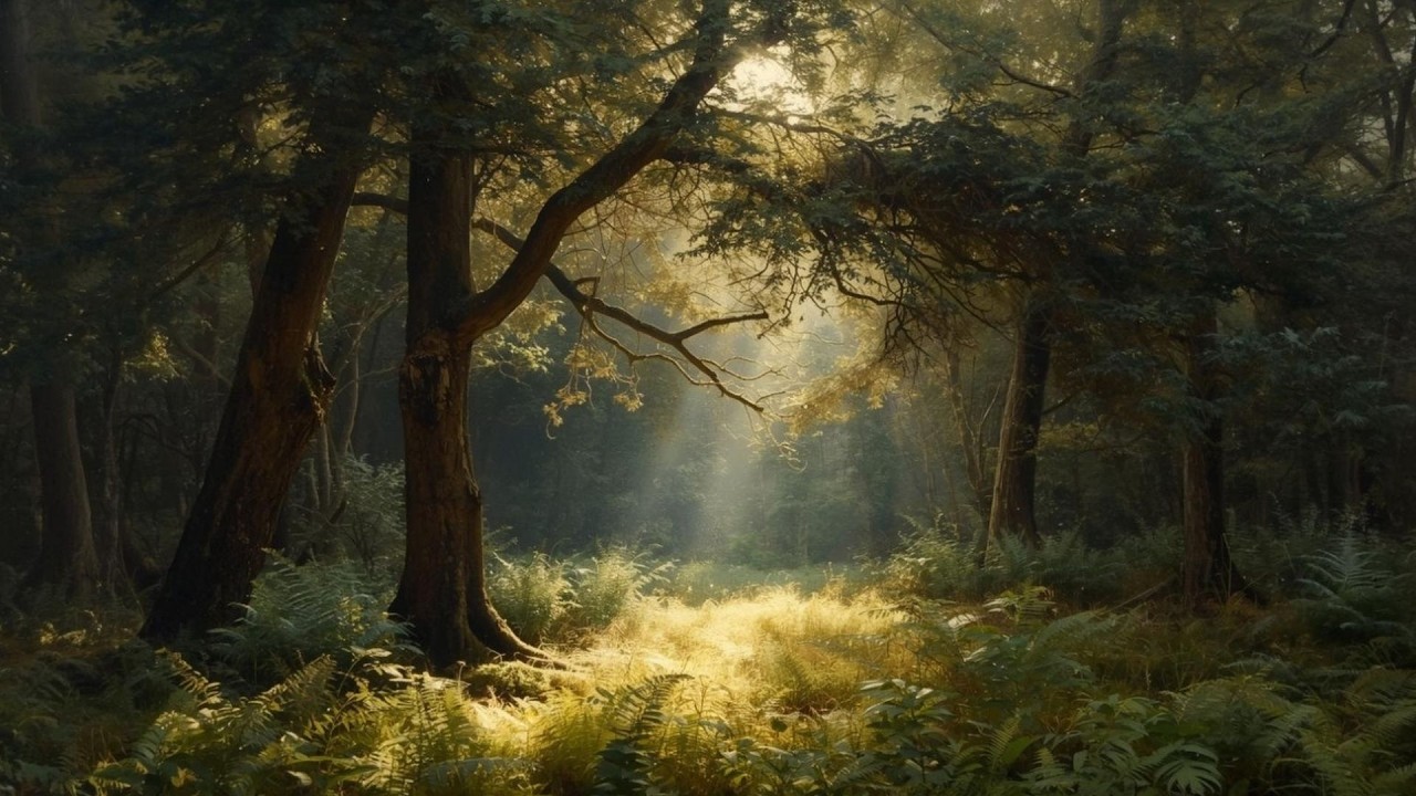 Sunlit Woodland Forest Landscape Vintage Painting | Frame TV Art Display | 2-Hour Screensaver