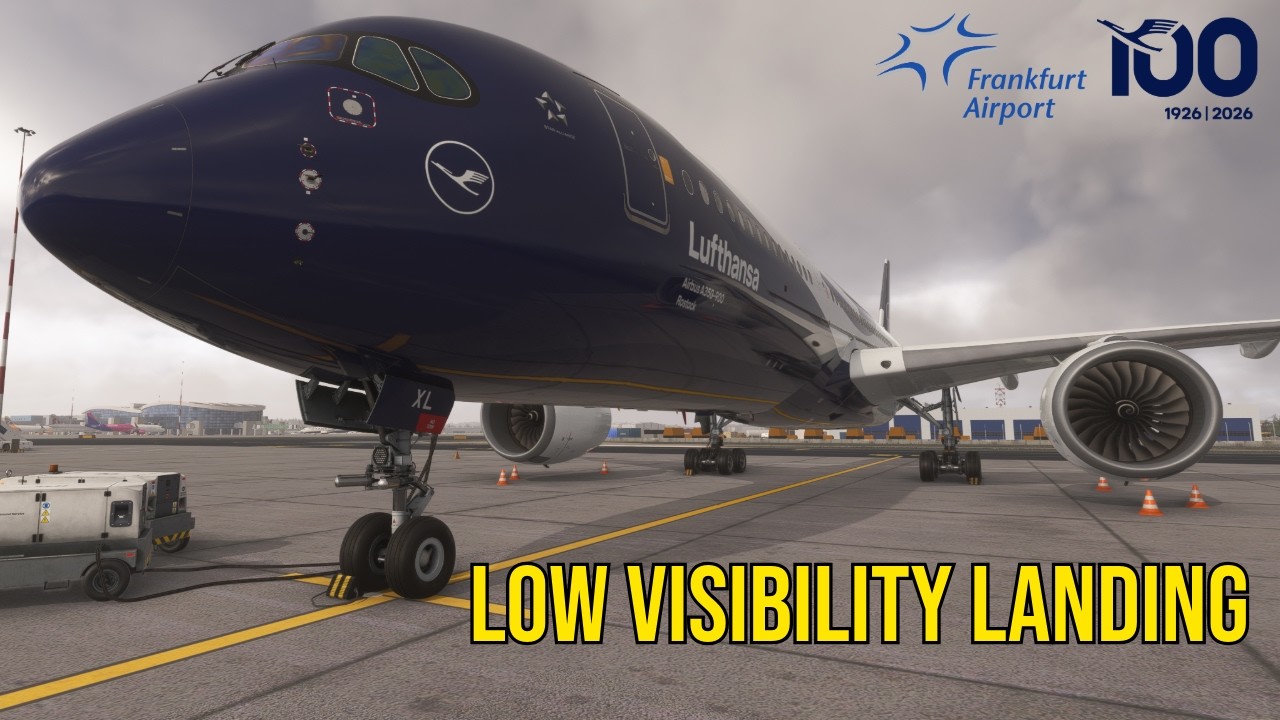 Lufthansa A350 low visibility landing at EDDF | MSFS 2024