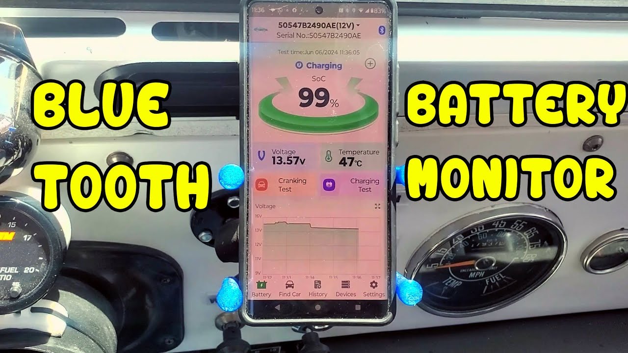 ANCEL BM300 Pro 6V 12V 24V Bluetooth Battery Monitor with Charging, Cranking System Tests & Alarms