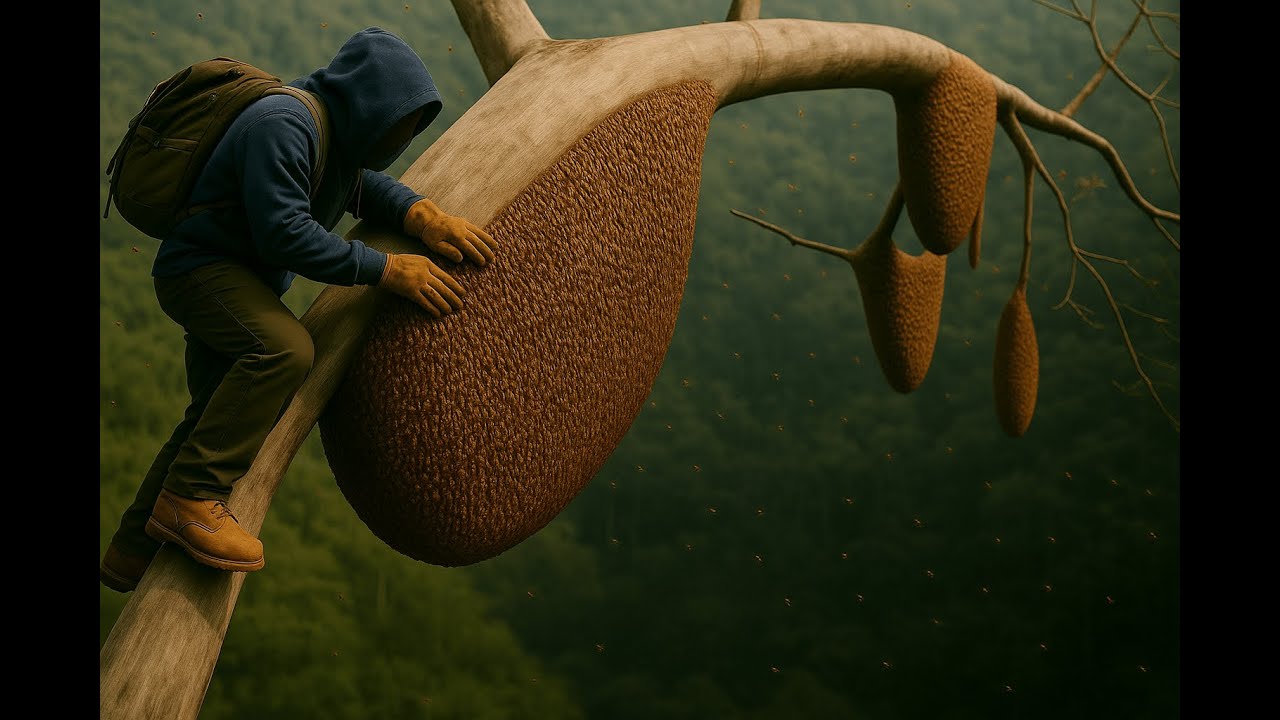 Mastering Tree Climbing to Harvest Wild Honey – Not Everyone Can Do This!
