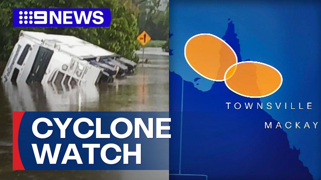 Heavy rain causes flooding, triggers landslide as cyclone looms | 9 News Australia