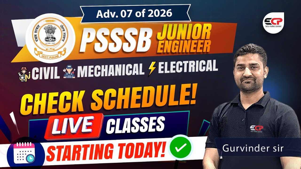 Schedule of Live classes | Dedicated Batch for PSSSB JE Civil, Electrical, Mechanical Adv 7 of 2026