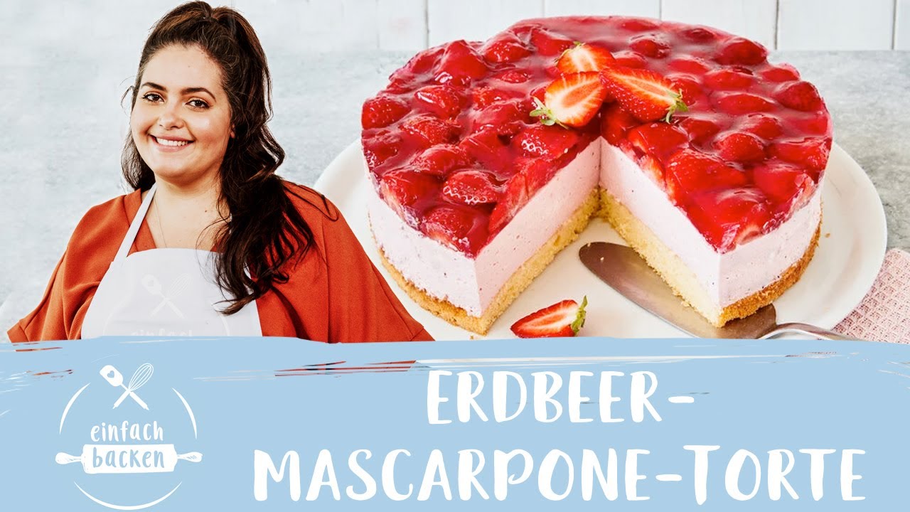 Erdbeer Mascarpone Torte – die cremigste Erdbeertorte der Welt 🍓I Einfach Backen