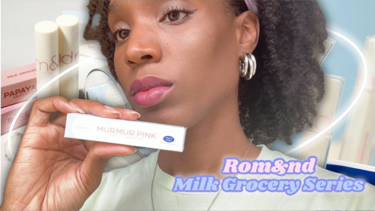 ROM&ND Milk Grocery lip tint swatches on dark skin | Dewyful Water Tint & Juicy Lasting Tint