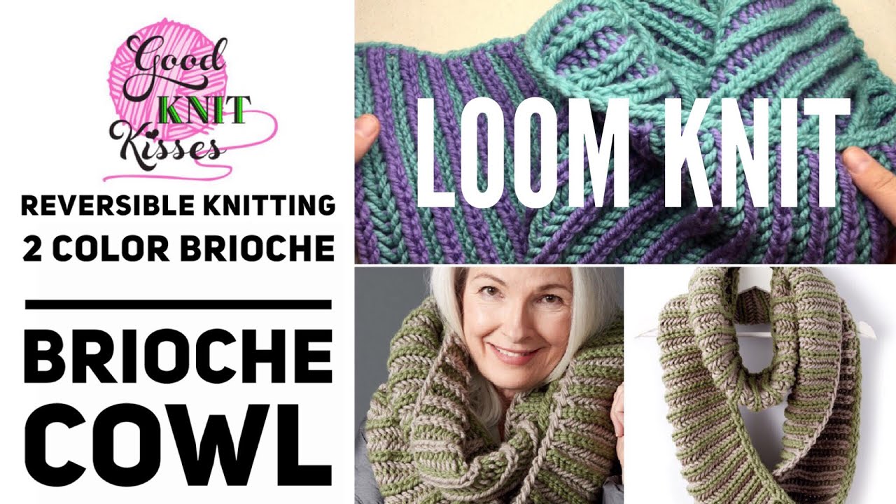 Loom Knit 2 color Brioche Cowl (CC) bicolor cowl