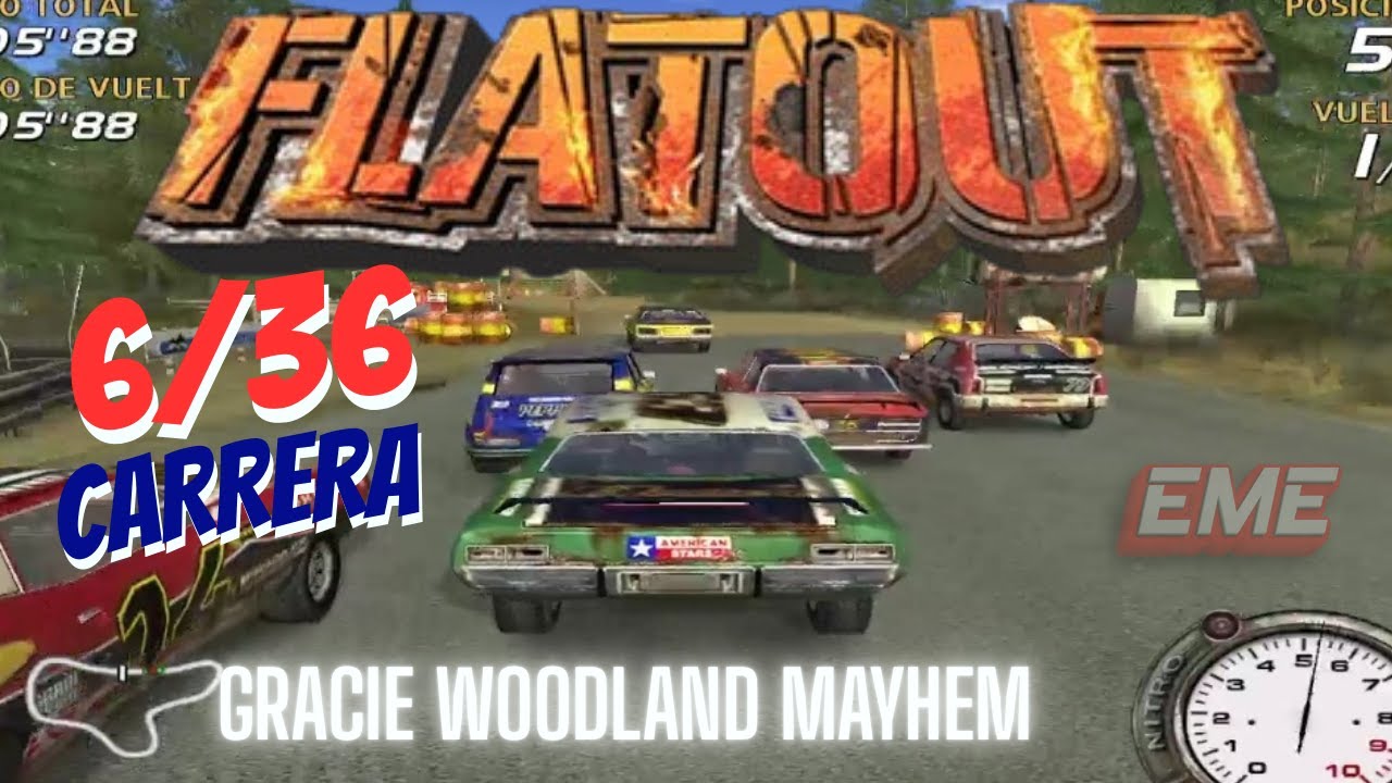 FlatOut 1 Para Pc Carrera 6-36  Circuito Gracie Woodland Mayhem- Jugando Con Teclado #gameplay