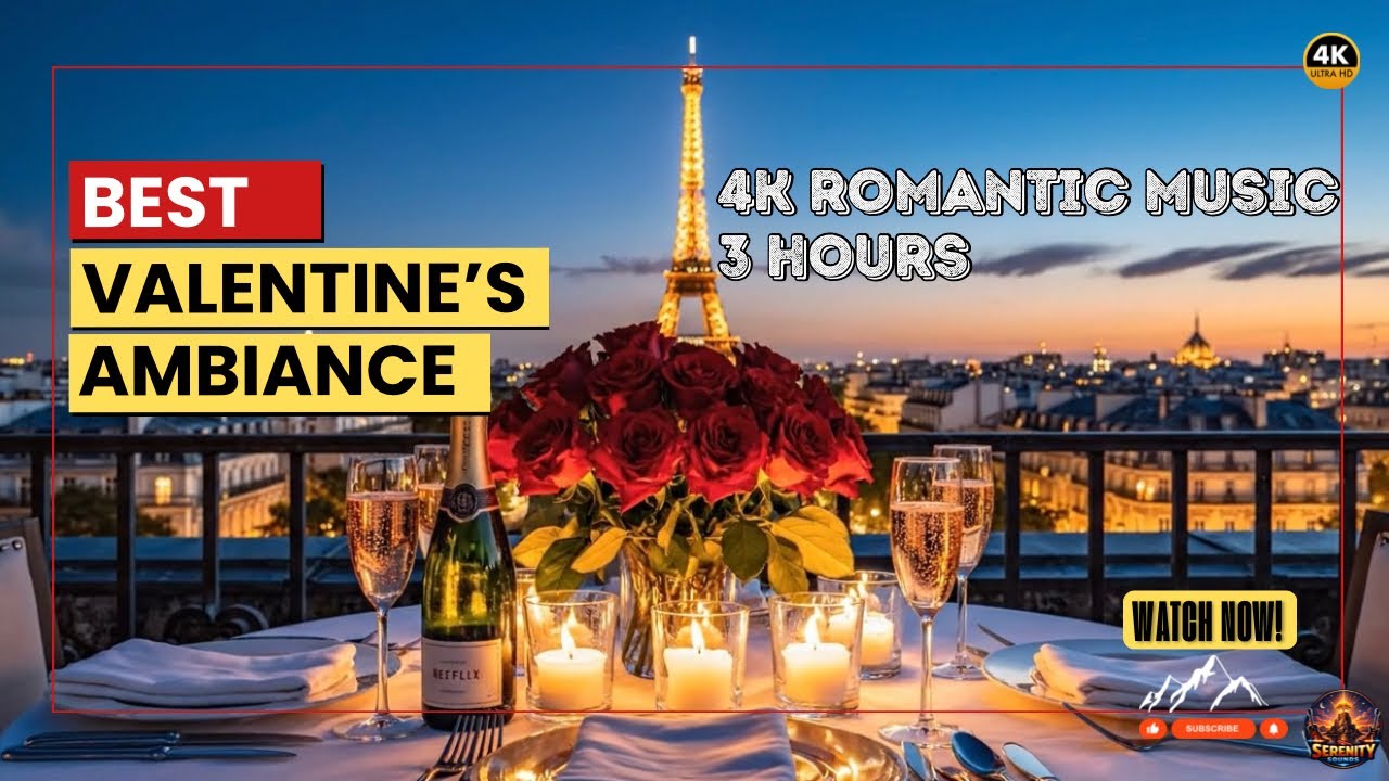 Valentine’s Night in Paris ❤️ Romantic Candlelight Rooftop Ambience | Eiffel Tower Love Scene