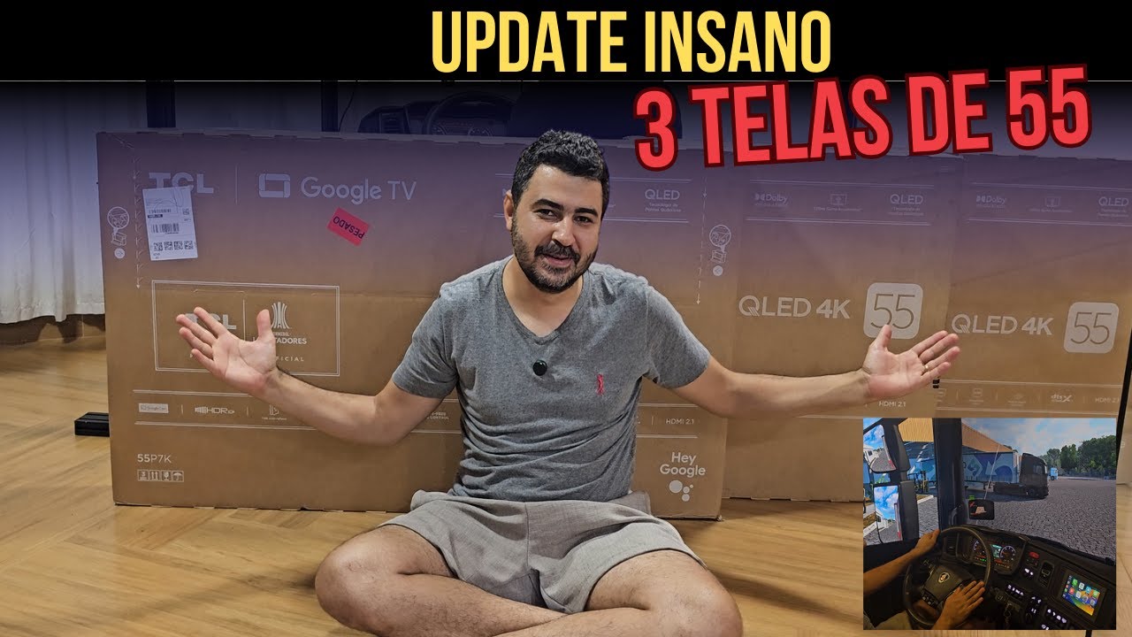 Upgrade Insano no Setup Scania – 3 Telas de 55” deixando ETS2 Ultra Imersivo