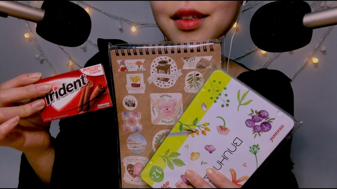 노토킹asmr 껌씹으면서 색칠해볼까요 No talking  Chewing Gum & sticker coloring book✍️