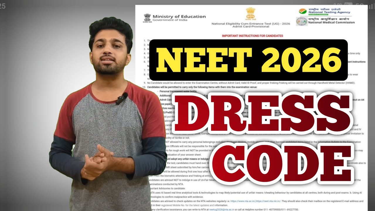 INSTRUCTIONS ABOUT NEET DRESS CODE 2026 IN KARNATAKA 