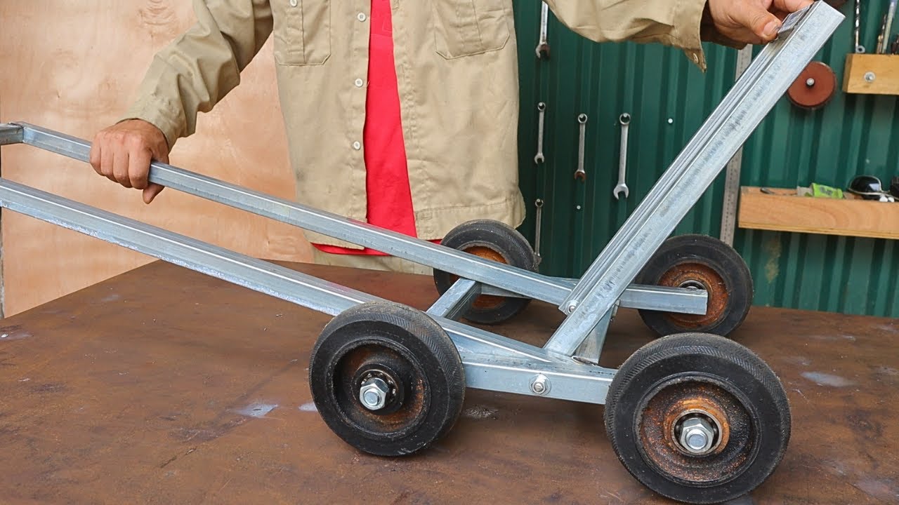 Great idea for a smart stroller / DIY folding 4-wheeled metal stroller