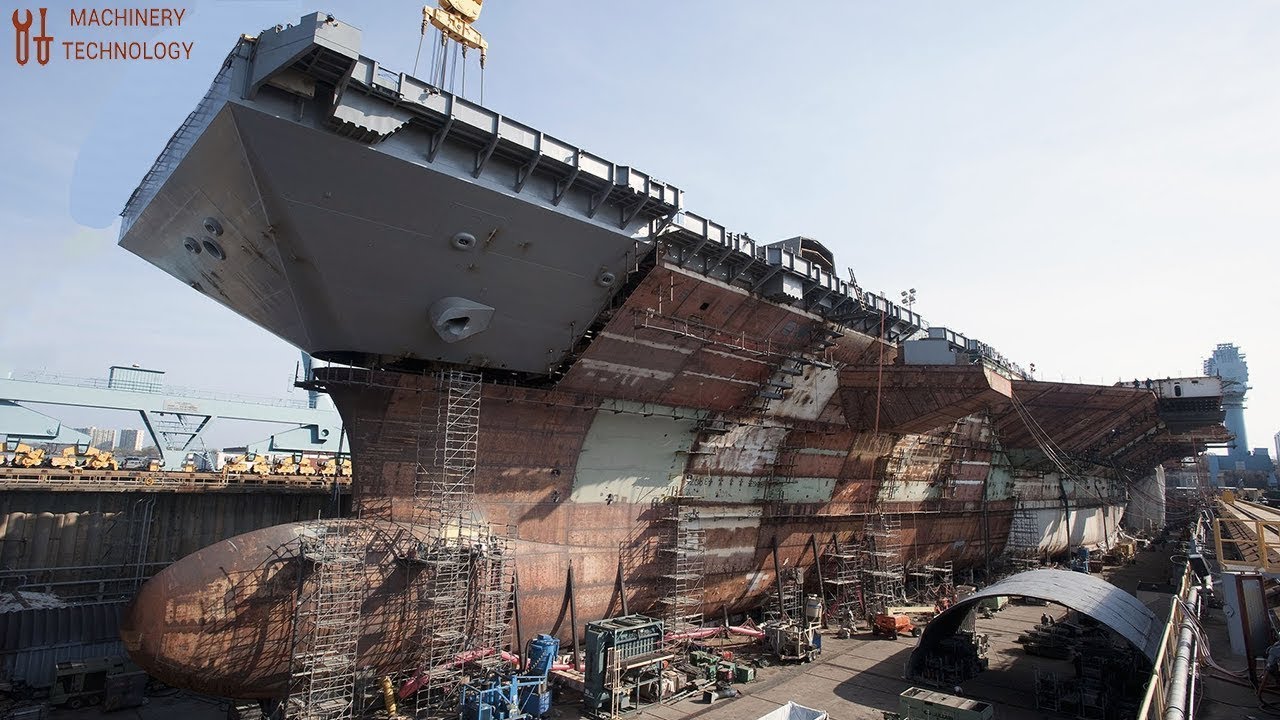 Processes completing to build huge ships of 6,000tons . Amazing process painting giant ships