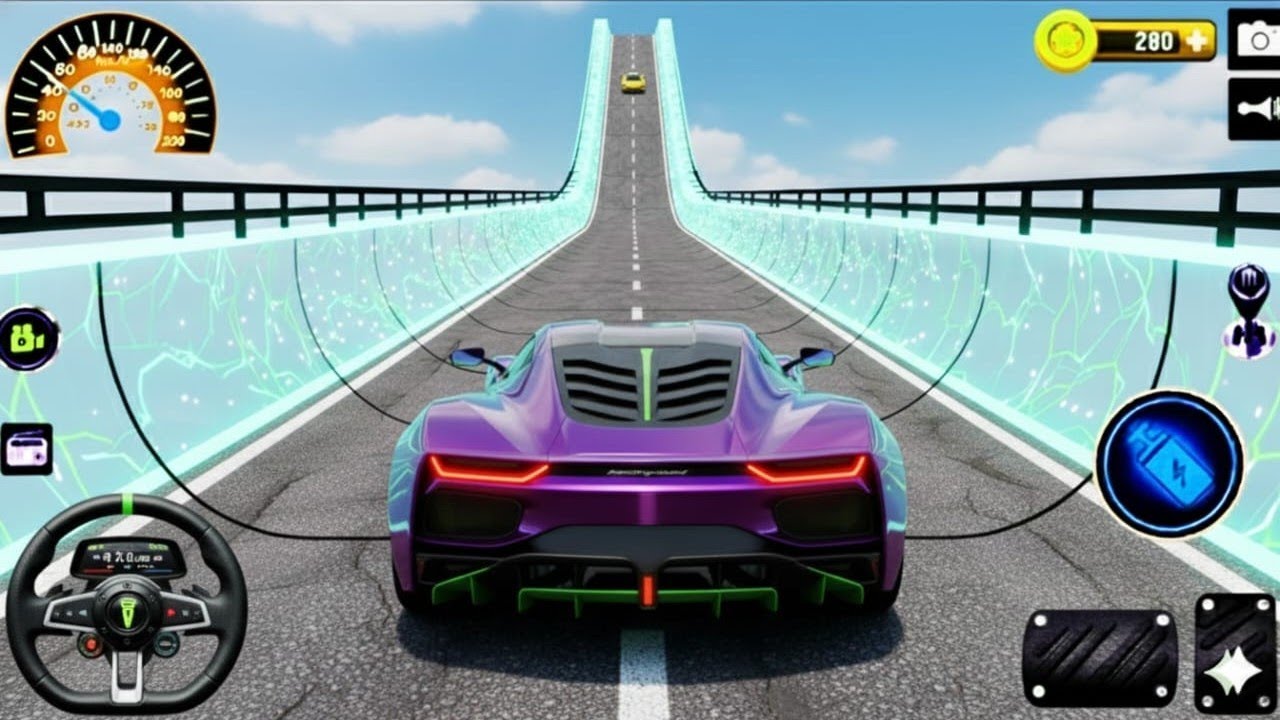 Red Colour Ramp Car Racing Flyover 3D Game |Ramp Car Stunt Racing Video | android Game 3D Gameplay