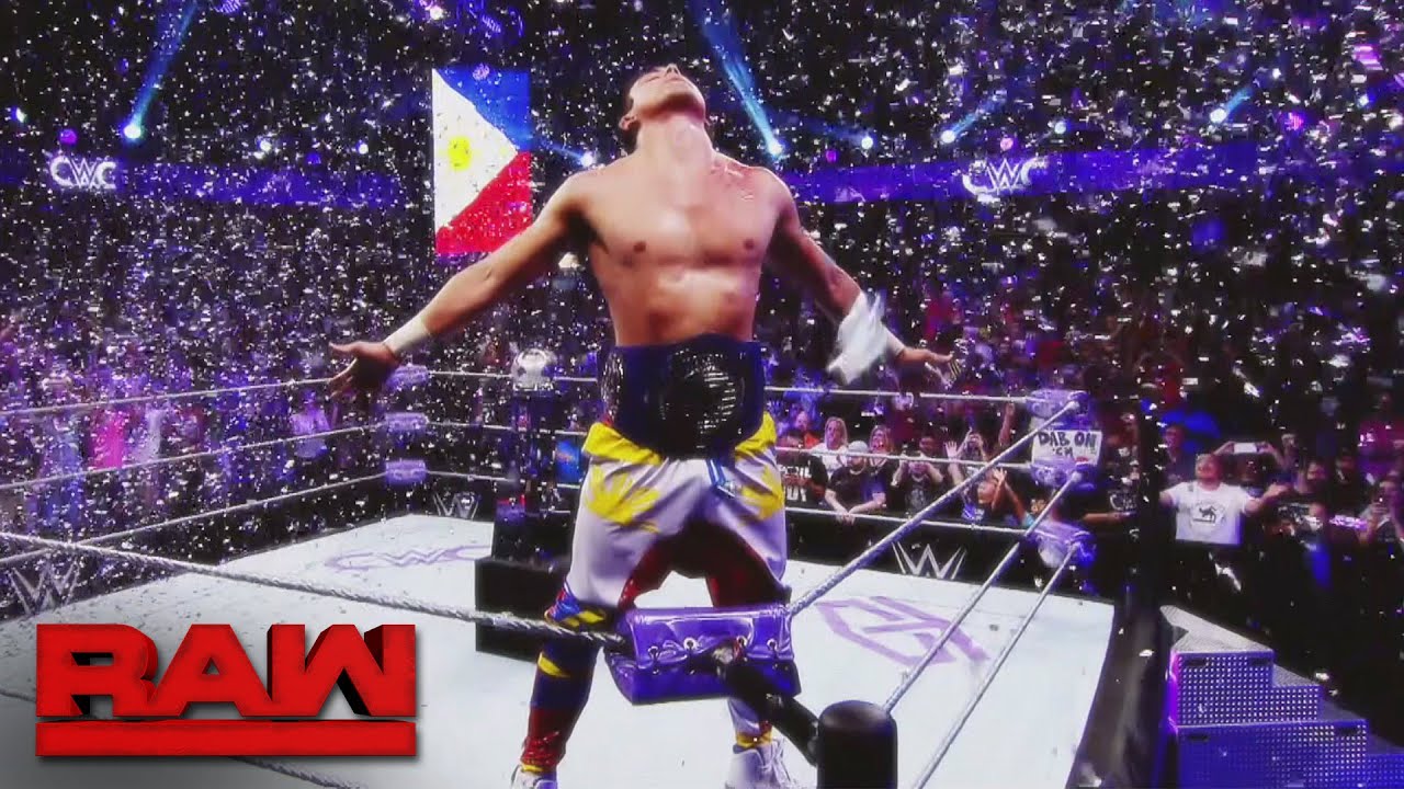 Ти Джей Перкинс становится первым чемпионом WWE в полутяжёлом весе по версии Raw: Raw, 19 сентябр...