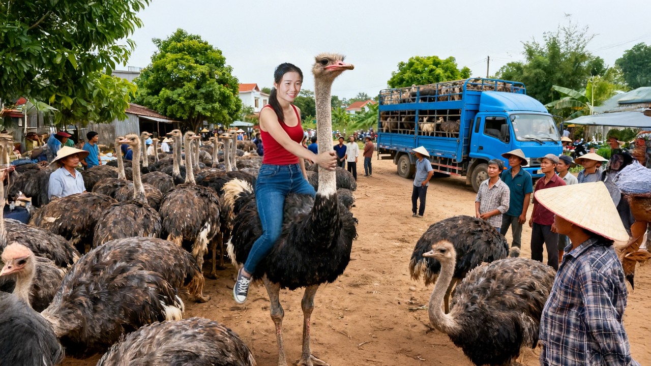 668 Days Harvesting A Lot Of French Ostriches, Buffaloes, Ducks, Geese, Tomatoes Go To Sell