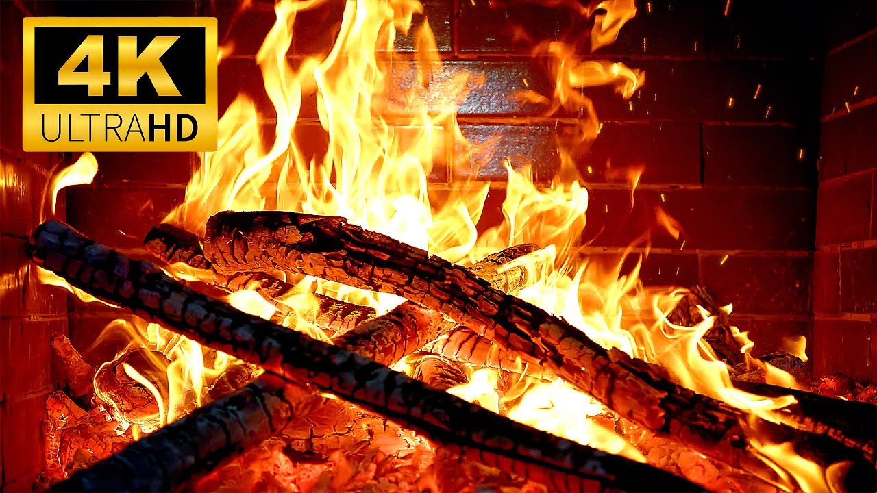 Night Fireplace Ambience🔥Relaxing Fireplace 4K & Calm Crackling Fire Sounds🔥Cozy Fireplace 3 Hours