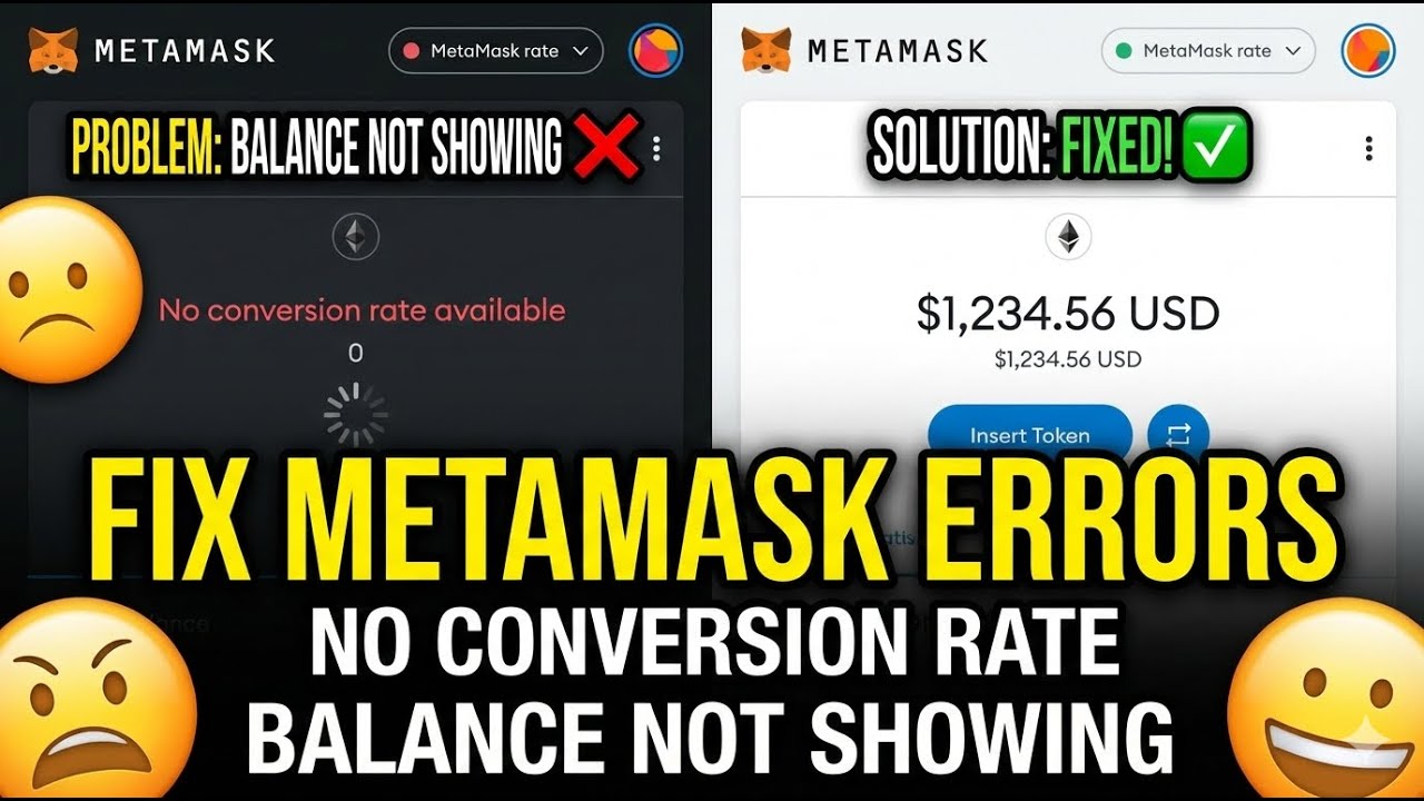 Fix MetaMask &ldquo;No Conversion Rate Available&rdquo; | Balance Not Showing (SOLVED)