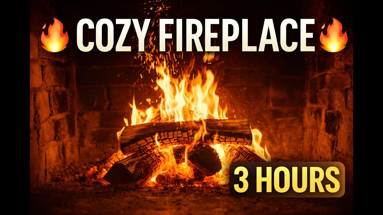 🔥 Cozy Fireplace 🔥 3 Hours | Crackling Fire | Relax • Sleep • Study