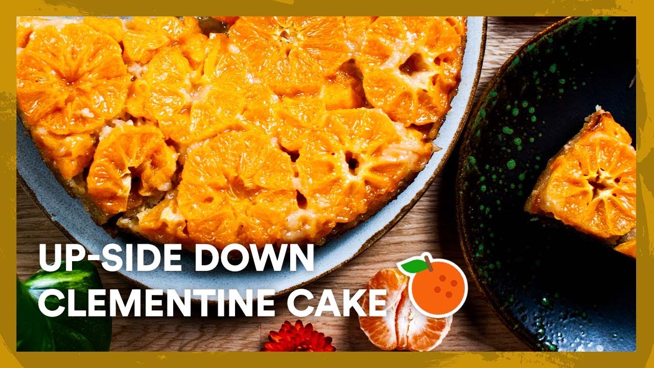 This vegan CLEMENTINE & VANILLA cake will turn your world up-side down! 🍊🤯🌱