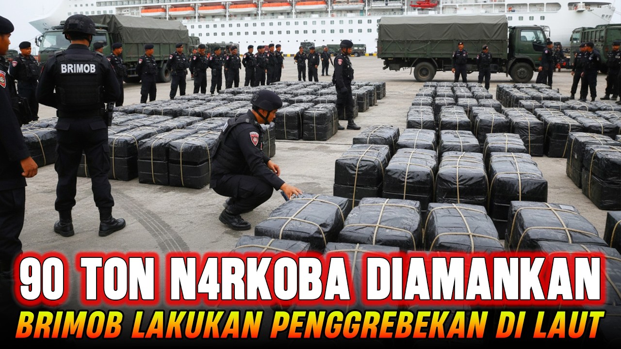 BRIMOB BABAT HABIS PENGEDAR‼️90 TON N4RKOBA BERADA DI LAUT PAPUA ?
