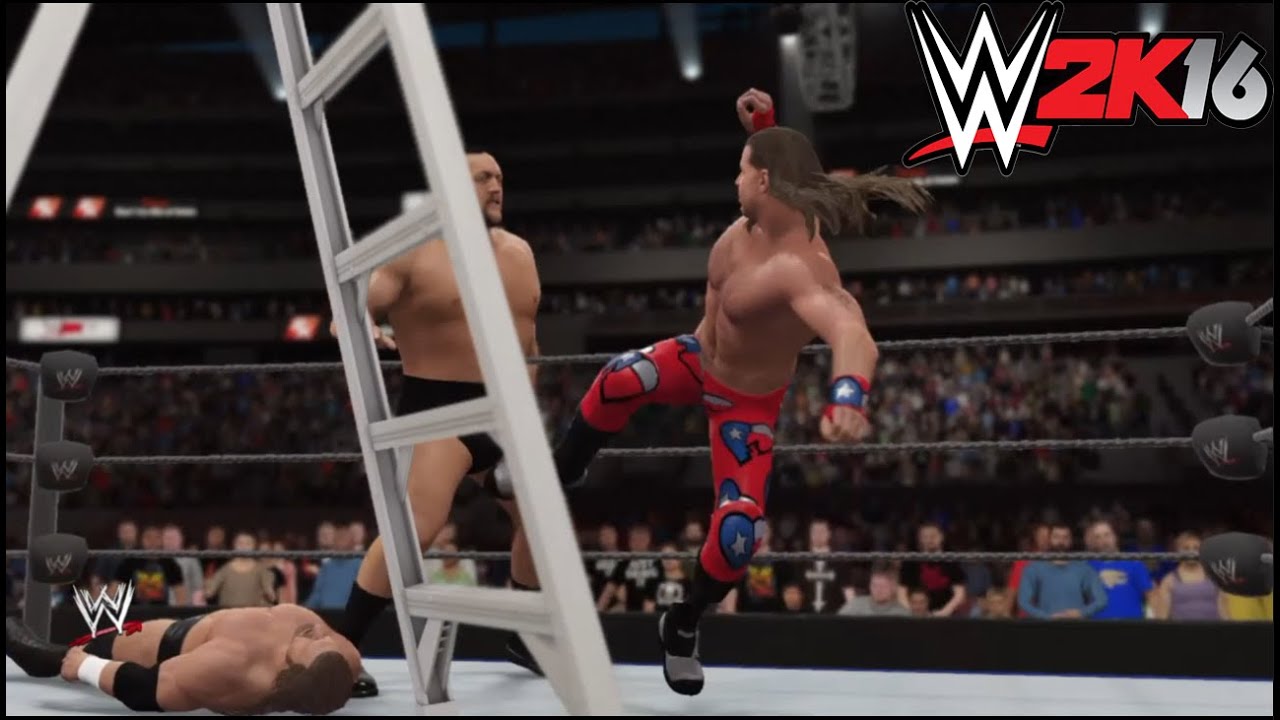 WWE 2k16 - Shawn Michaels vs. Triple H vs Big Show Triple Threat Ladder Match ,WWE Championship 2015