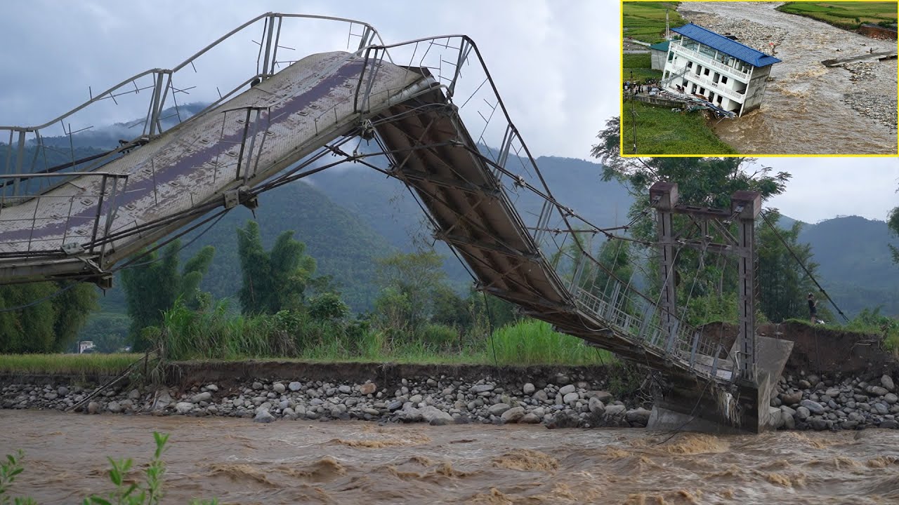Ту Ле-Лаокай понес серьезные разрушения: были разрушены мосты, обрушены дома, сотни домохозяйств ...