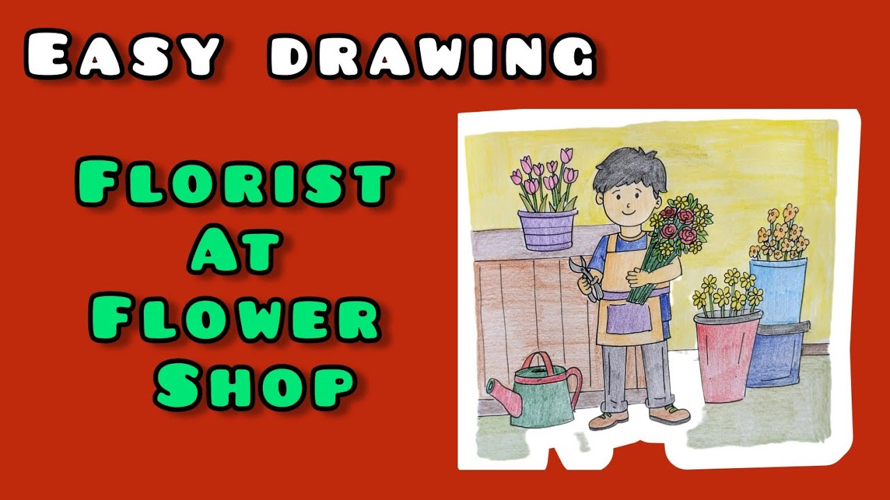 Easy Drawing : Florist at Flower Shop | Step by Step Tutorial | @KalakritArtStudiobyKanika 