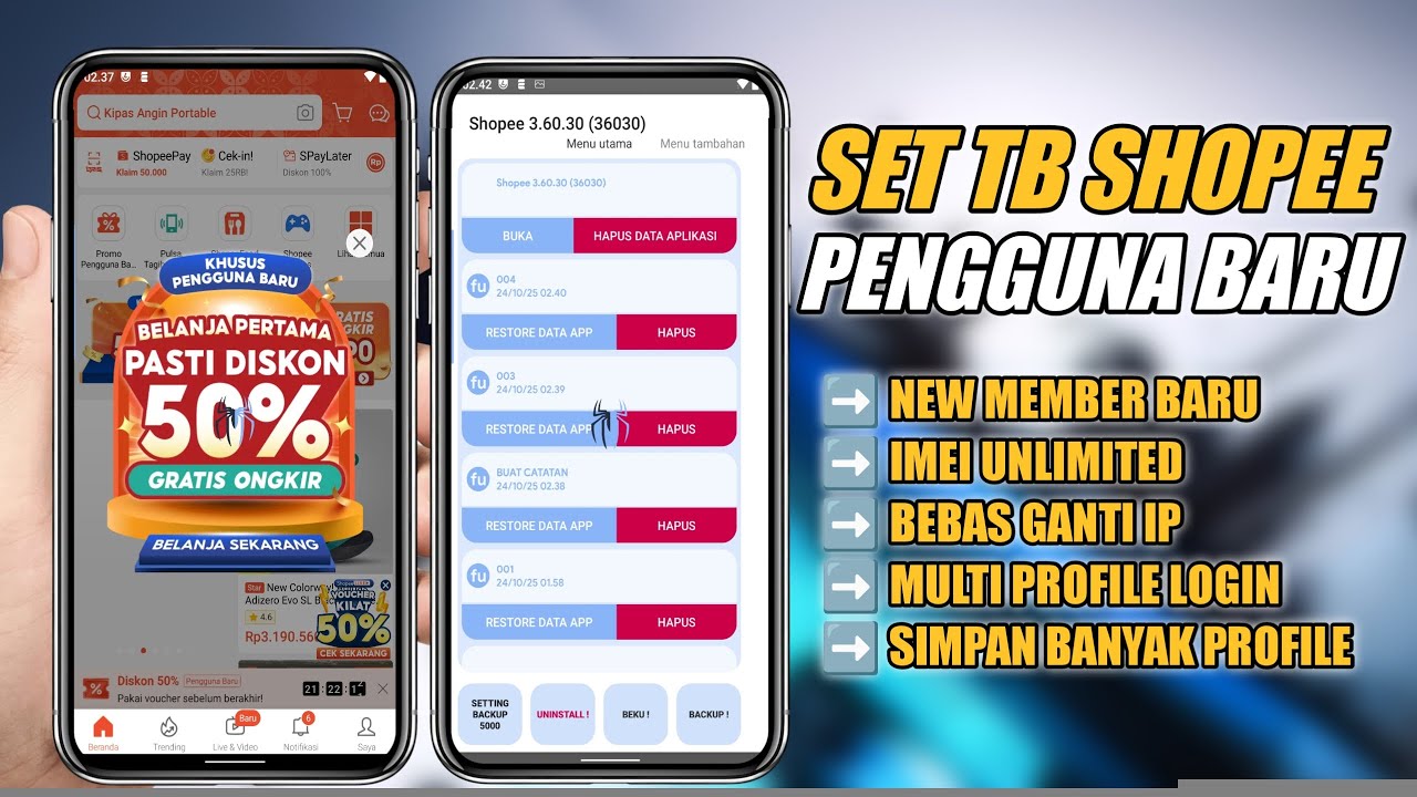 Set TB Shopee Multi Profile New Pengguna Baru KSU FO Shopee Terbaru
