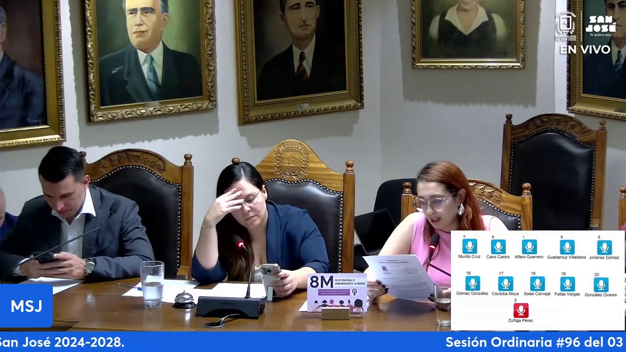 Sesión Ordinaria 96 del 03 de marzo 2026, Concejo Municipal del San José 2024-2028
