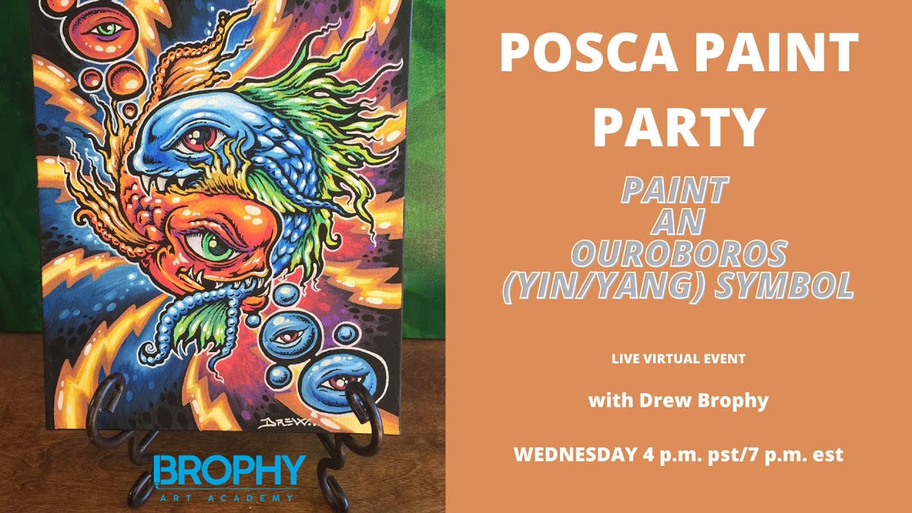 Posca paint Party with Drew Brophy - Paint an Ouroboros (Yin/Yang) Symbol.