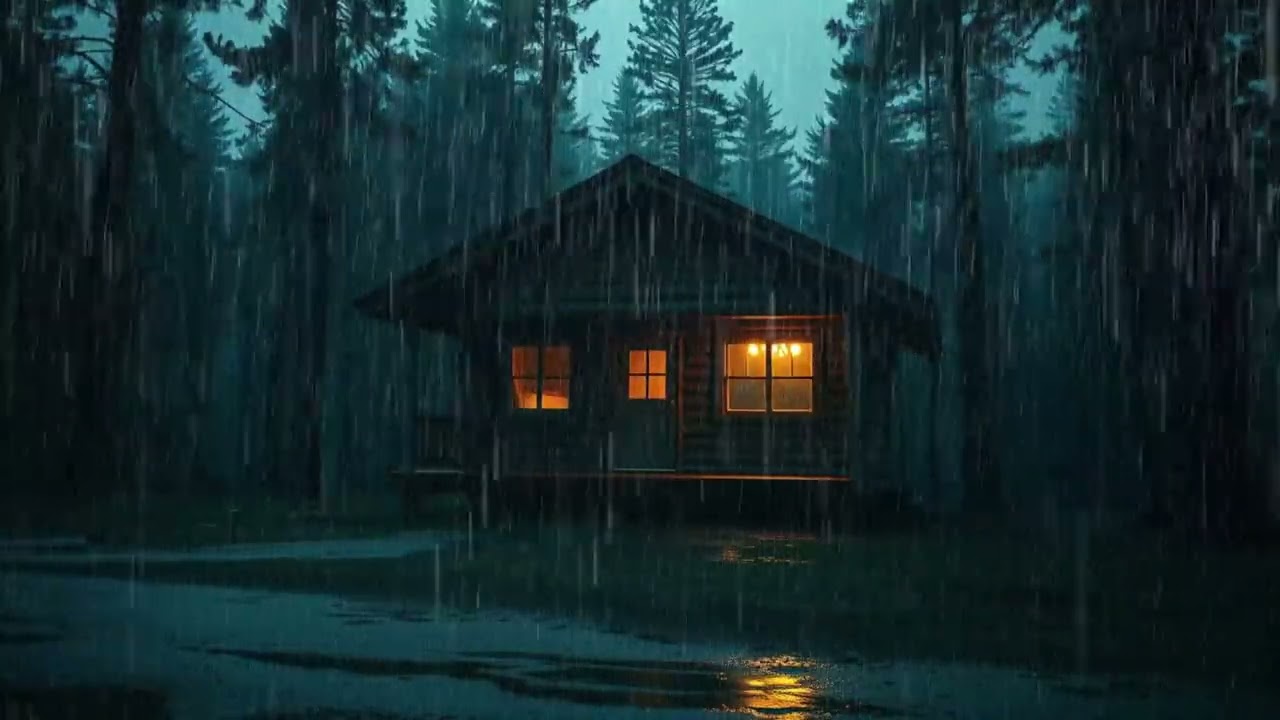 Lonely Cabin in the Rainy Forest 🌲 Dark Night Rain Sounds for Sleep, Meditation & Focus