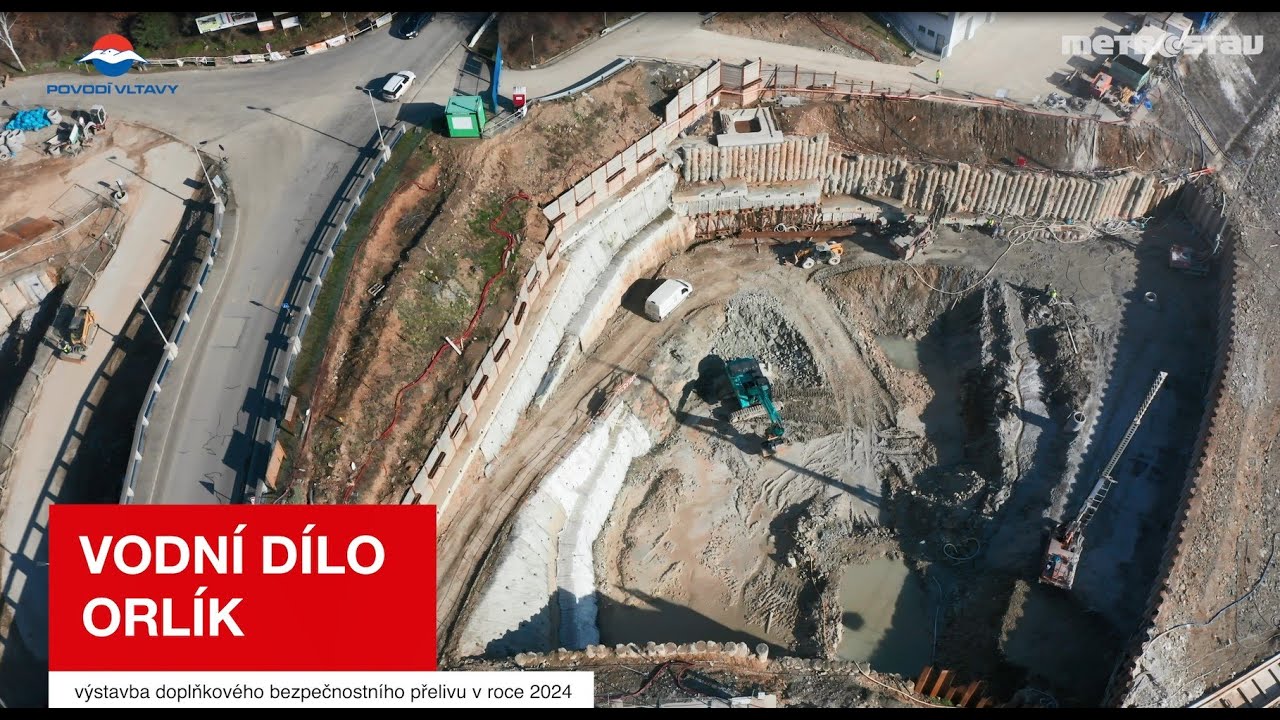 Vodní dílo Orlík - výstavba doplňkového bezpečnostního přelivu v roce 2024