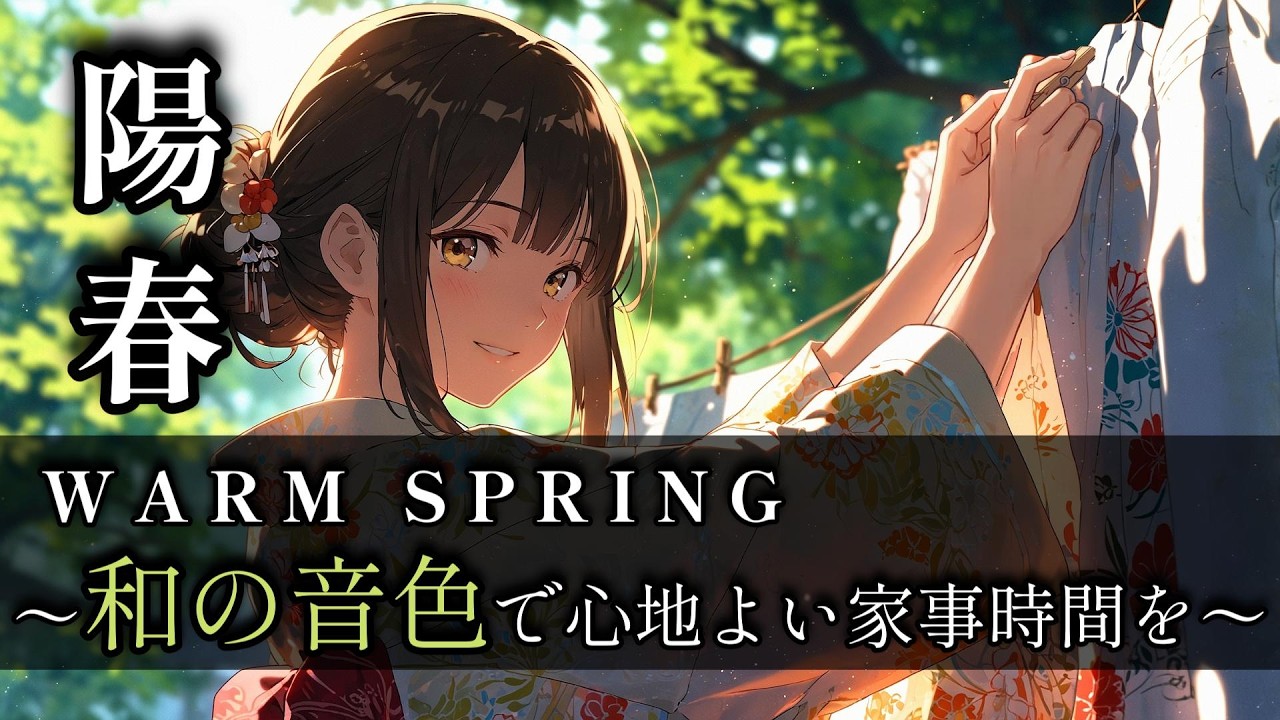 【家事・作業用BGM】春晴の空とひだまりのお洗濯。陽気な三味線でサクサク捗る和風チル｜掃除・洗濯