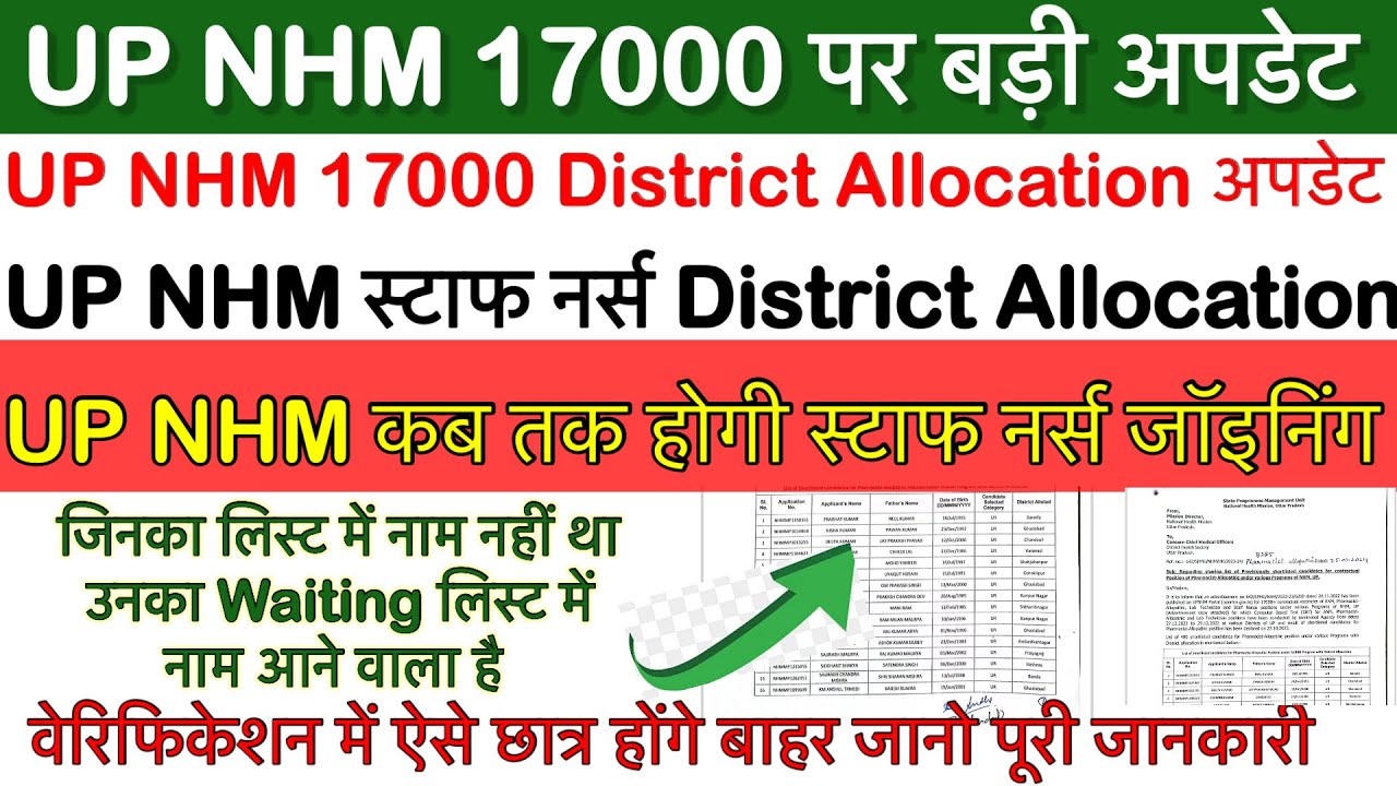 UP NHM 17000 Joining Letter Update,UP NHM 17000 District Allocation,nhm 17000 Offer Letter,up nhm