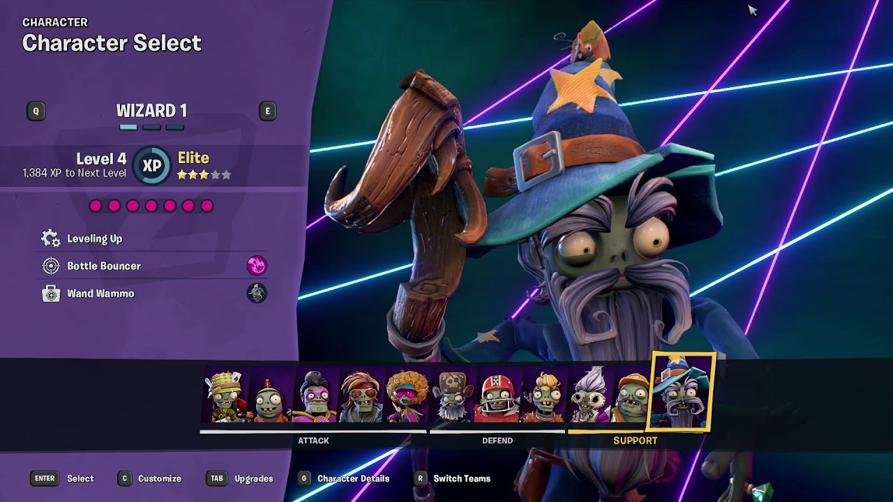 Plants vs. Zombies: Battle for Neighborville; wizard character select animation