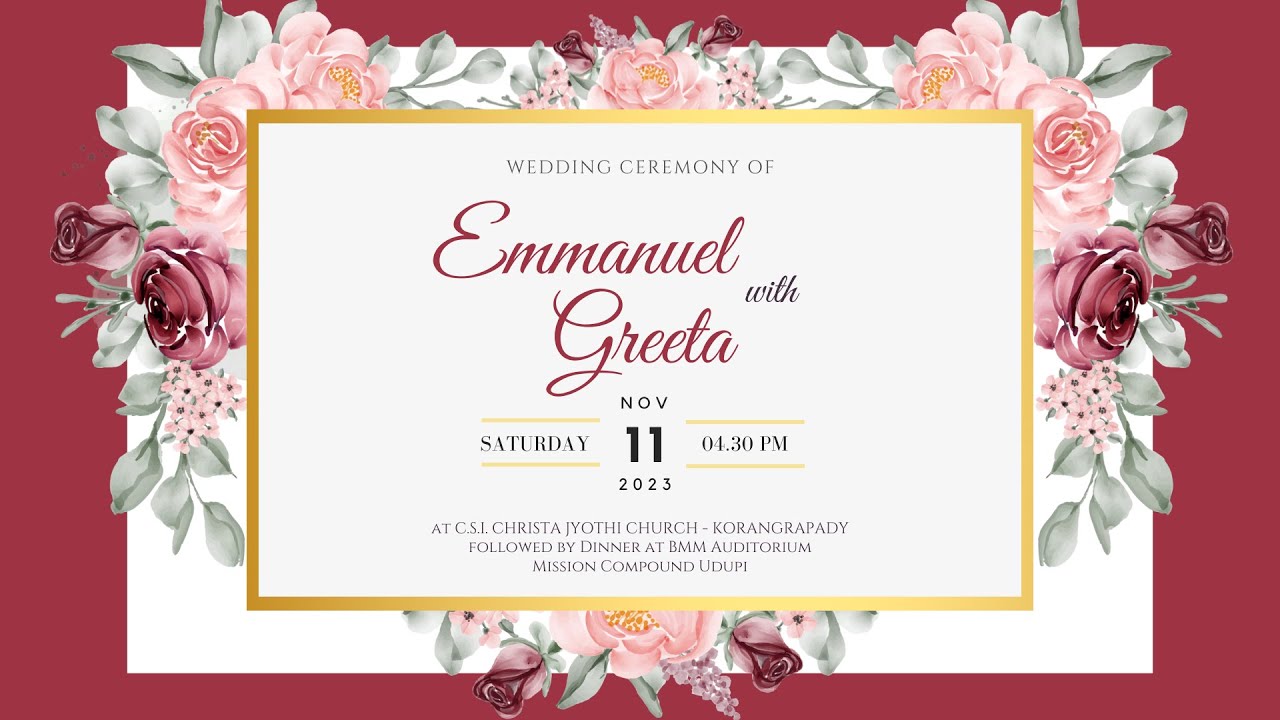 The Big Day | Wedding Ceremony of Emmanuel & Greeta | 11.11.2023 | 04.30PM - Korangrapady Udupi