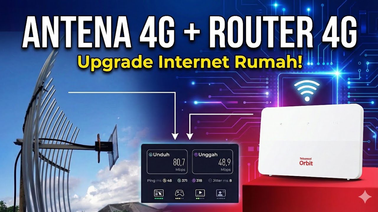 Antena 4g yagi Grid single Kathrein dan Router 4G 2ca