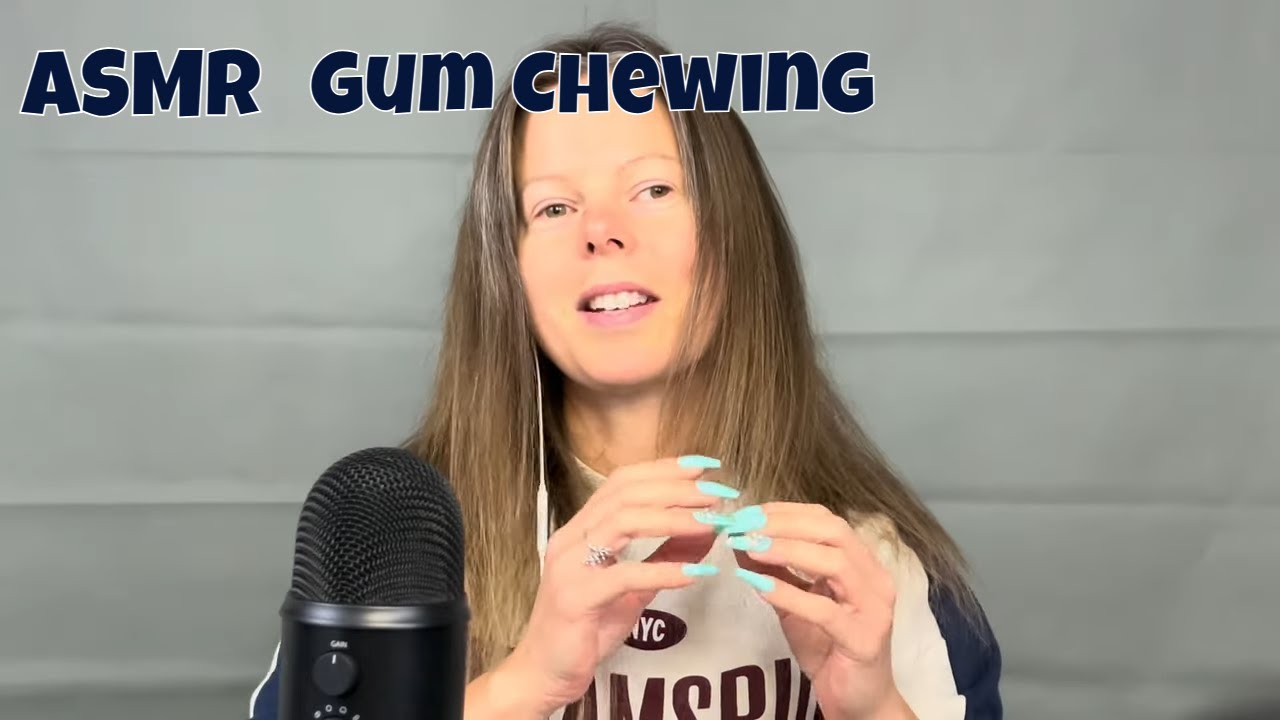 ASMR gum chewing & brushing hair (Whispered)