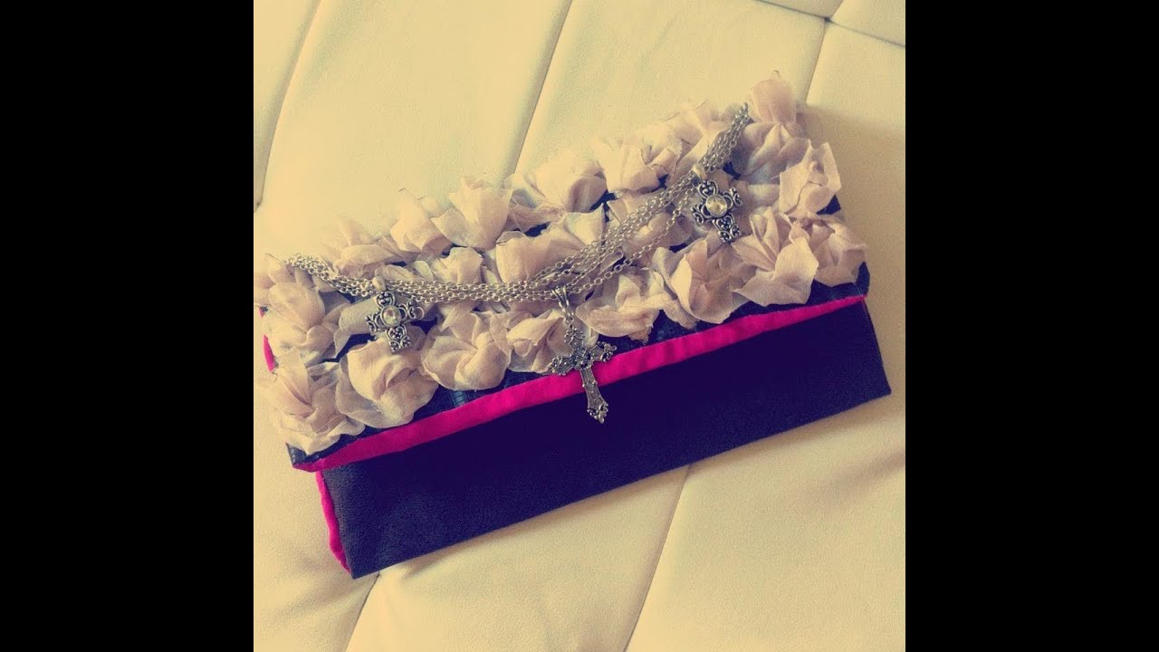 DIY ♡ Clutch purse/ Hand bag (CARTERA CON FLORES)