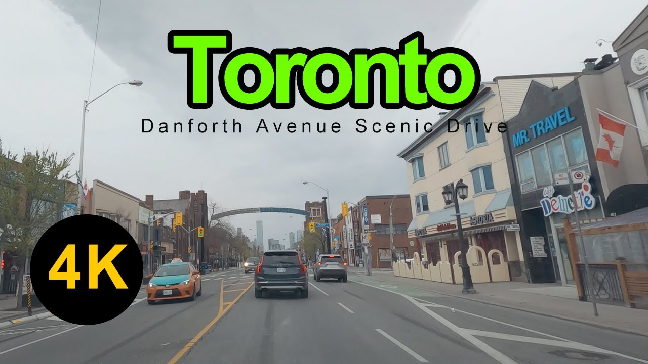 DOWNTOWN TORONTO: DANFORTH AVENUE DRIVE TOUR APRIL 2025 | 4K UHD