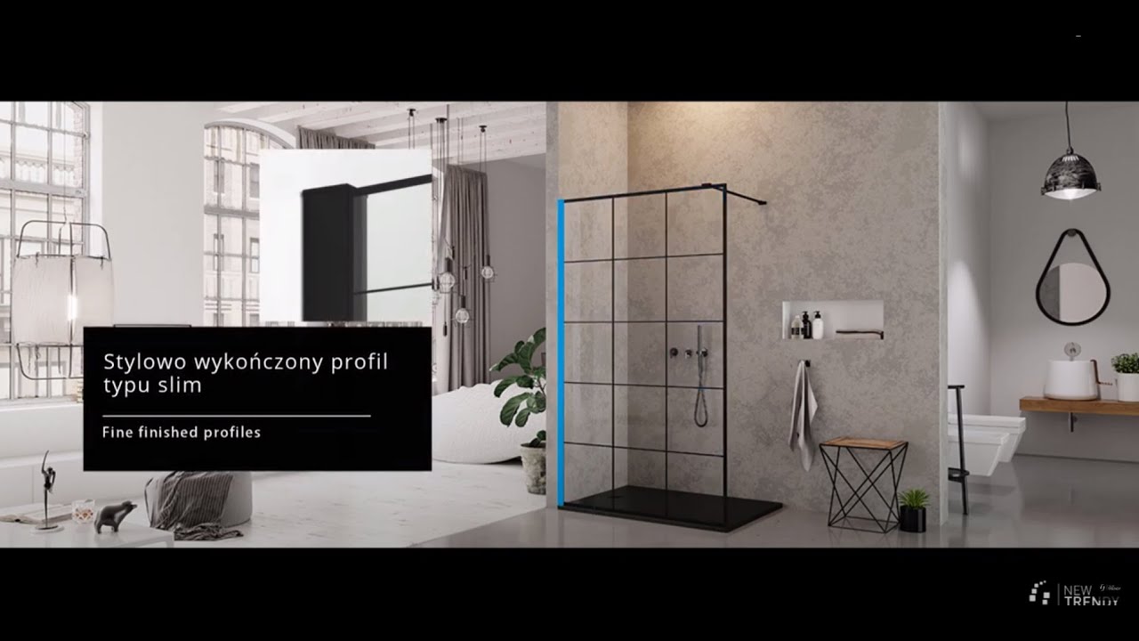 Kratki i ramki - kabiny prysznicowe New Modus Black NEW TRENDY