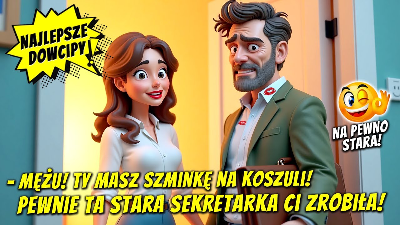 🤣 Kawał na dziś:- Mężu, Ty masz szminkę na koszuli ❗😆 147 Najlepsze dowcipy🔥 #humor #żarty #dowcipy