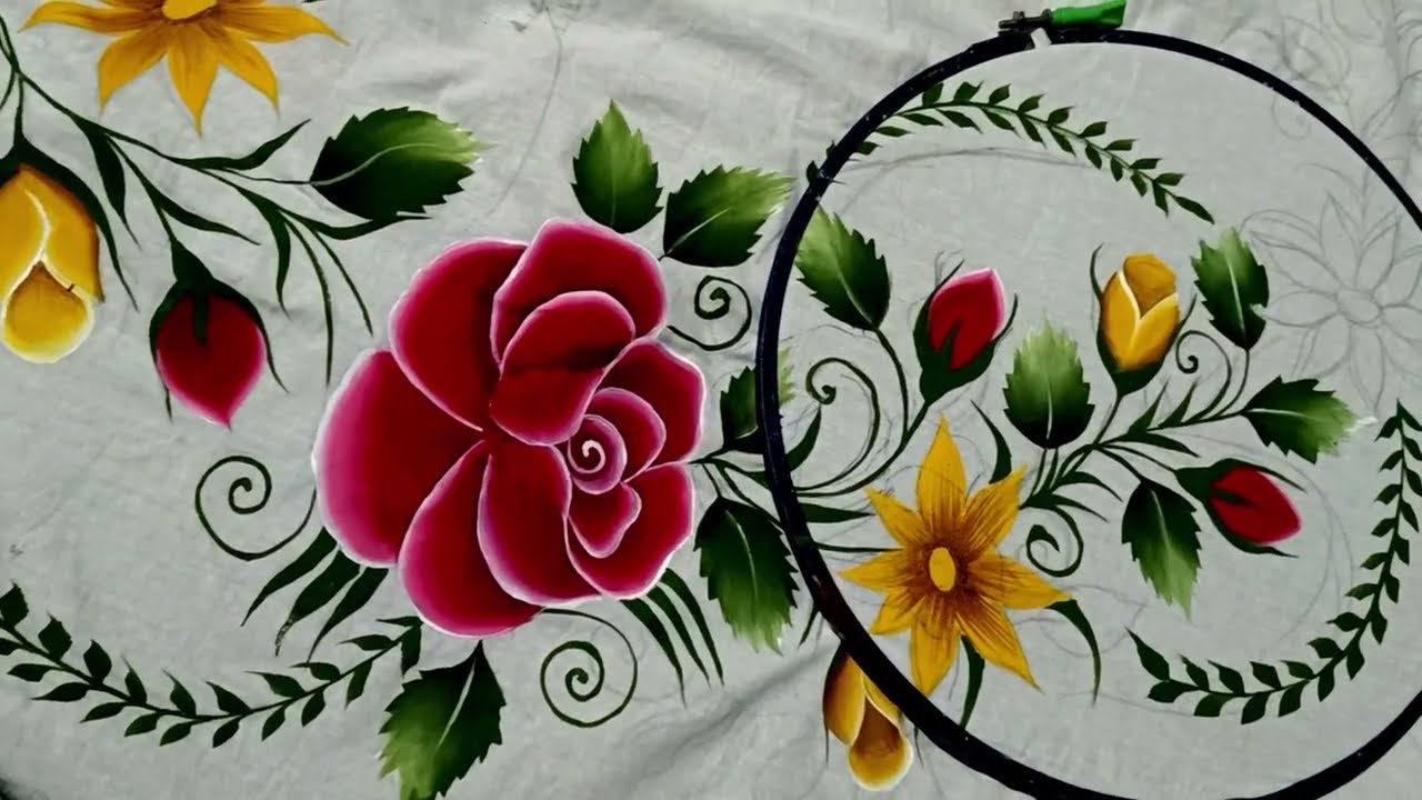 Bedsheet painting tutorial flower Step by step #accompanying #art#painting #paintingtutorial