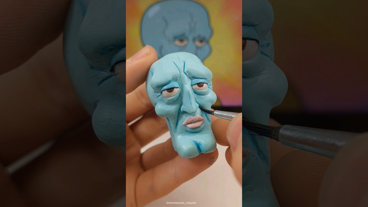 Handsome Squidward (clay art) #art #shorts