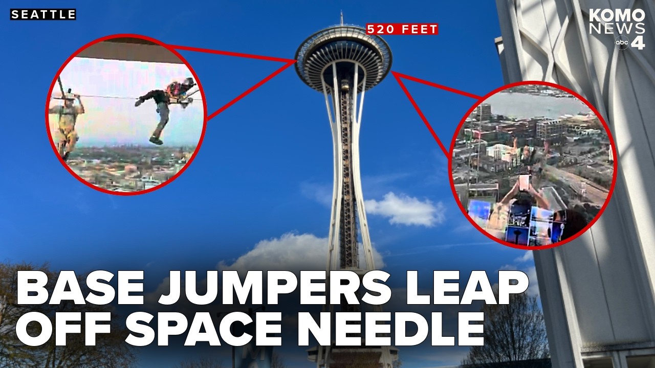 Бейсджамперы, прыгнувшие со смотровой площадки Space Needle, шокировали зрителей вирусным трюком