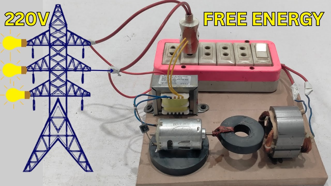 How To Make 220V FREE ENERGY GENERATOR With 12V DC Motor Magnet And Drill Stator