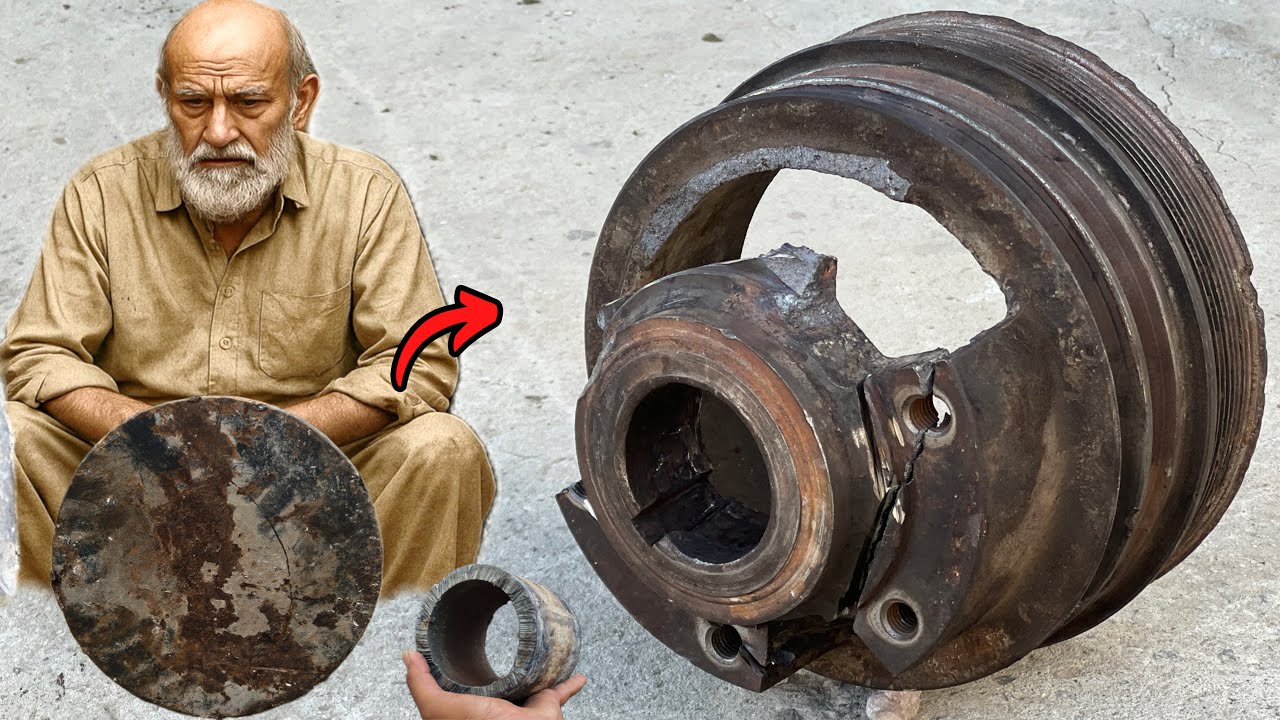 Amazing Restoration: A Broken Heavy Machine Pulley The Craftsman Demonstrates the Complete Repair 