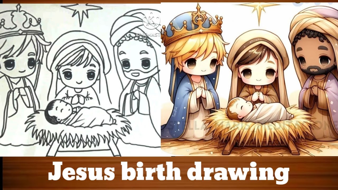 Jesus birth drawing | Epiphany day drawing | three kings with baby jesus drawing |baby jesus drawing
